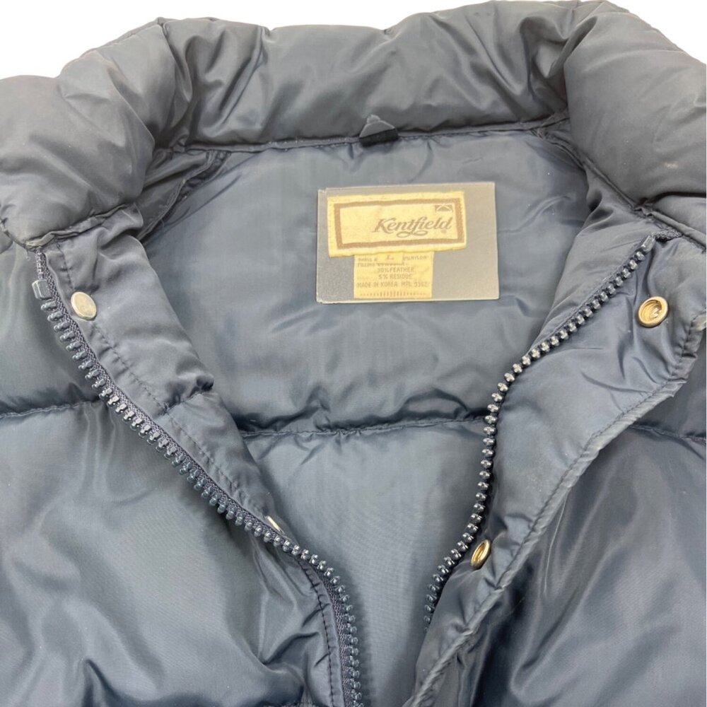 Kentfield Vintage Down Puffer Coat Navy Blue Quilted L Nylon Insulated Jacket - Picture 7 of 10